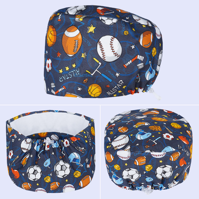 Medical Lab Center - Dicke Baumwolle Fußball bedruckte Scrubs Cap