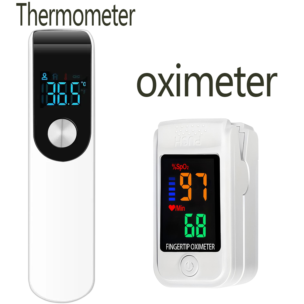 Pulse Oximeter - 2-in-1 Haushalts-Infrarot-Stirnthermometer + Präzises Fingerclip-Pulsoximeter